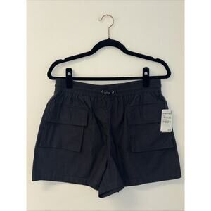 NWT Nordstrom BP Women’s Shorts Sz M Cargo Black Stretchy Adjust Adven 100% Cott